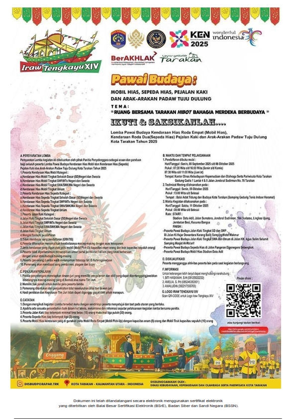 Ikuti dan Saksikanlah Lomba Pawai Budaya Kota Tarakan Tahun 2025