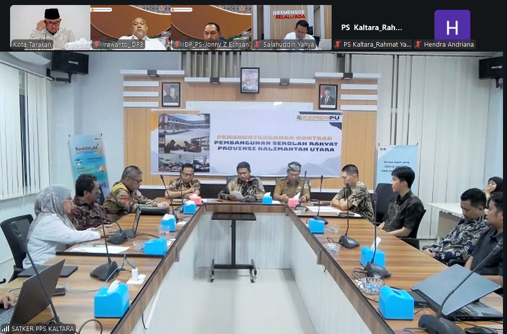 Fasilitasi ViCon Penandatanganan Kontrak Pekerjaan Pembangunan Sekolah Rakyat