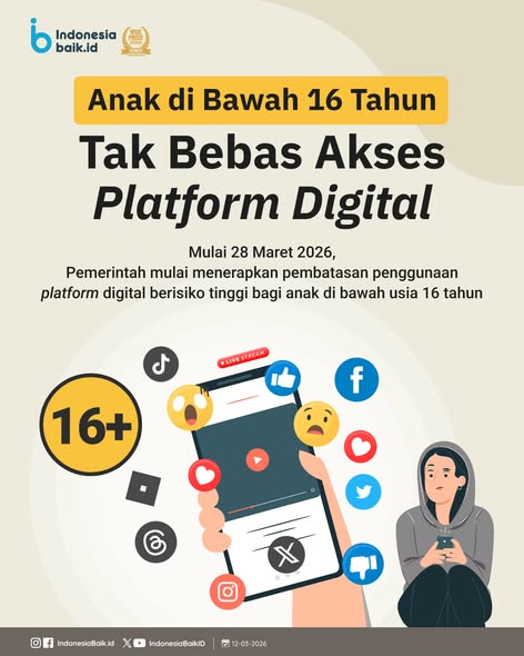 Anak di Bawah 16 Tahun Tak Bebas Akses Platform Digital