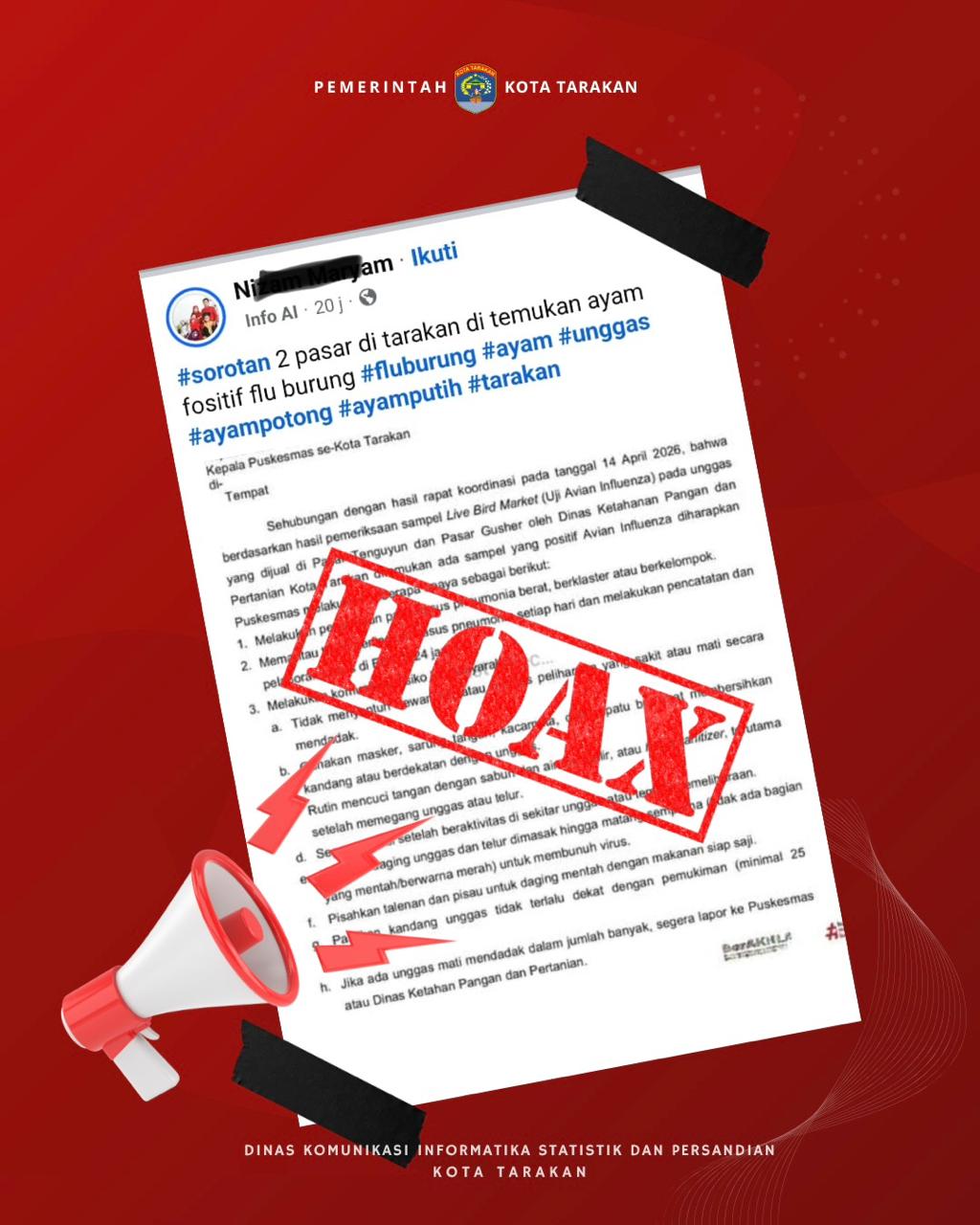 Klarifikasi Resmi, Kabar Flu Burung di Tarakan Hoax